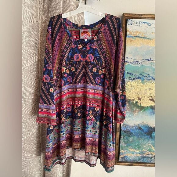 Johnny Was Tops - Johnny Was Floral T-Shirt Womens Sz 2X Long Sleeve V Neck Top Multicolor